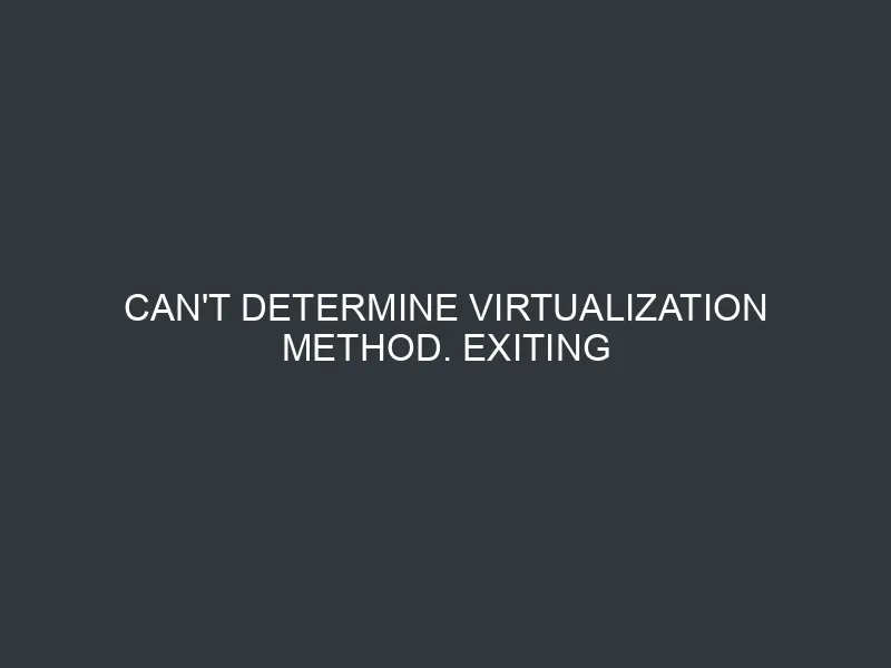 Can’t determine virtualization method. Exiting