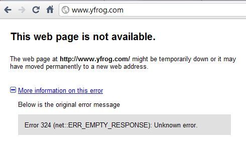 Ошибка 324 у Google Chome – Error 324 (net::ERR_EMPTY_RESPONSE): Unknown error.