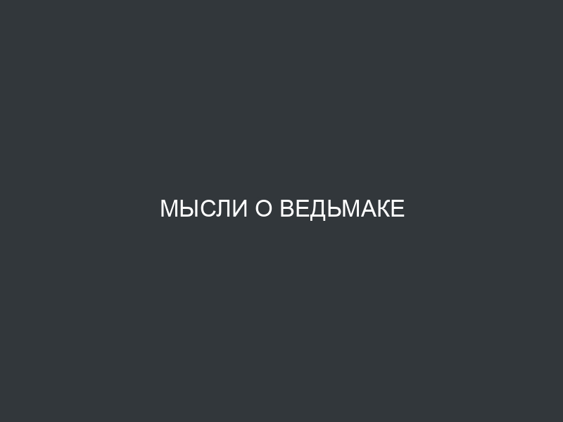 Мысли о Ведьмаке
