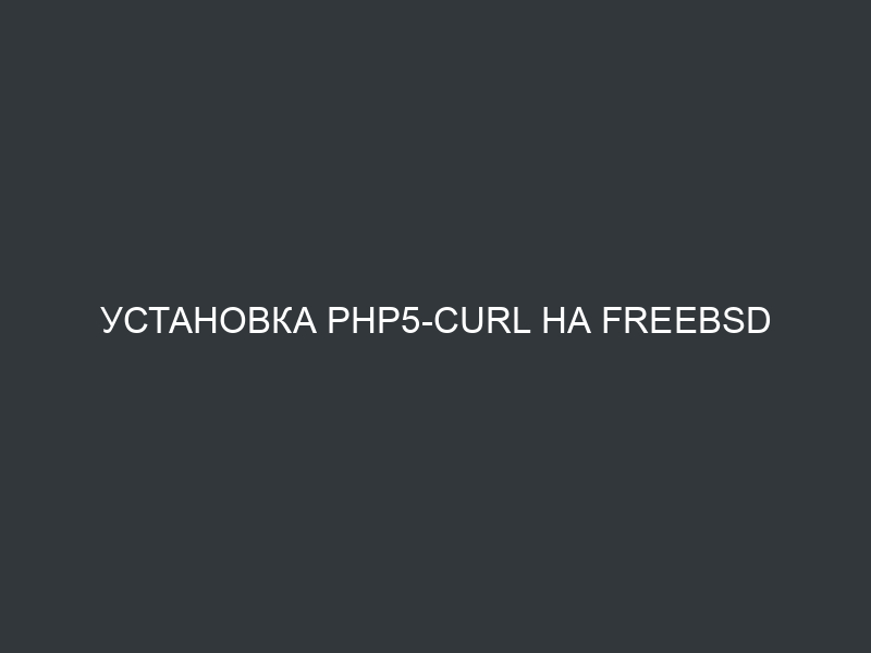 Установка php5-curl на FreeBSD